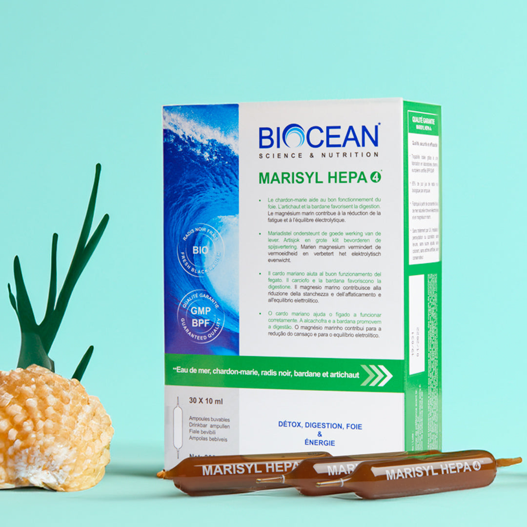 Marisyl Hepa 4® - Plasmă Marină cu Plante Medicinale - Detoxifiere Ficat, Digestie, Plus de Energie, 30x10ml