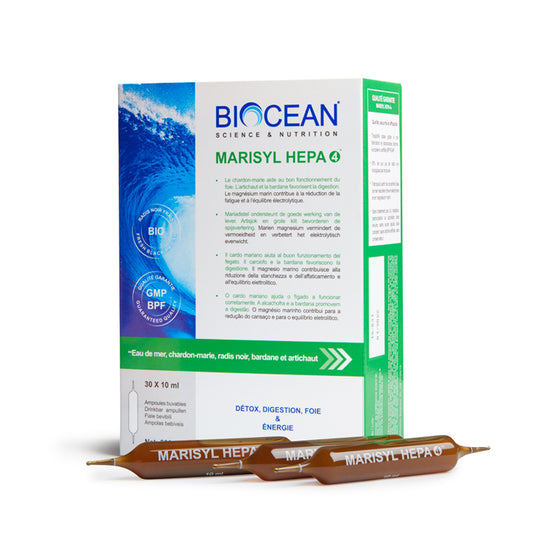Marisyl Hepa 4® - Plasmă Marină cu Plante Medicinale - Detoxifiere Ficat, Digestie, Plus de Energie, 30x10ml